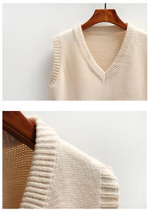 महिलाओं के आकस्मिक नए वी-गर्दन स्वेटर को वसंत शरद ऋतु के लिए ढीली कला कॉलेज शैली ठोस पैटर्न के साथ लंबे समय से बुना हुआ कमर - Product Image 5
