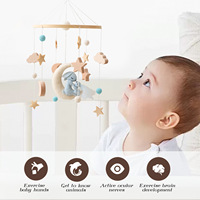 Hochet de lit de bébé style nordique Lapin de la Lune, ornements suspendus en bois faits main au crochet pour chambre d'enfant, pour filles de 0 à 3 ans