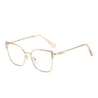 Gafas de ojo de gato con luz anti-azul, monturas de gafas ópticas de Metal a la moda para ordenador, gafas al por mayor, gafas para mujer