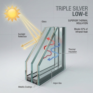Vitrage triple CSG Original Triple Argent 6mm 12Ar 6mm 12Ar 6mm, unité de vitrage <span class=keywords><strong>isolant</strong></span> pour fenêtre de villa au Koweït - Product Image 2