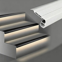 Profilé LED linéaire antidérapant pour marches, à montage en surface, sans rainure, en aluminium, pour villa, hôtel, couloir, escalier
