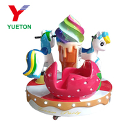 Taman anak-anak Beli hiburan hiburan listrik kecil Merry Go bulat 3 kursi Mini Fairground wahana korsel kecil kuda untuk dijual
