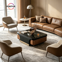 Table basse en marbre de design minimaliste italien, base en bois massif moderne et luxueuse pour salon, usage domestique, mobilier haut de gamme