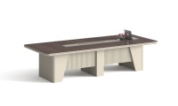 Table de conférence en bois moderne de haute qualité pour l'école et le bureau, design de grande taille pour les réunions moyennes à importantes, discussions d'équipe