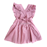 Robe d'été en coton pour fille, style parfumé, type A, avec poignets en dentelle et motifs doux, idéale pour l'export.