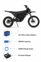 Moto tout-terrain électrique pour adultes, batterie lithium 60V, moteur central sans balais, 1680*800*1050MM, motos électriques tout-terrain