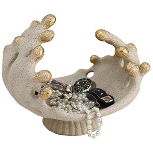 Plateau de rangement créatif en résine en forme de vague, design irrégulier, pour salon, organisateur de clés et de bijoux, type sur pied - Product Image 5