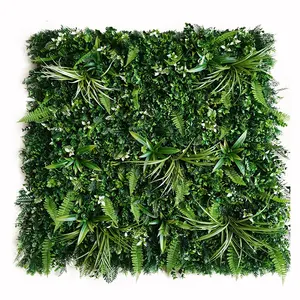 Painéis de parede verde à prova de ultravioleta, folhas falsas de parede artificial de 1*1m para áreas externas, jardim vertical