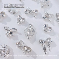 Paso Sico Nouveaux Breloques pour Nail Art en Alliage, Motif Nœud Papillon, Strass Ultra-brillants, Papillons, Cœurs, Clous de style vintage, Mignons, Mini 3D