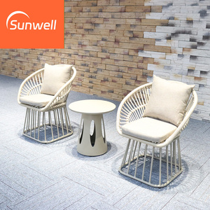 Ensemble <span class=keywords><strong>de</strong></span> <span class=keywords><strong>salon</strong></span> <span class=keywords><strong>de</strong></span> <span class=keywords><strong>jardin</strong></span> en aluminium et corde, chaises longues, table basse et chaises pour patio et <span class=keywords><strong>balcon</strong></span> - Product Image 2