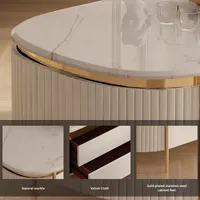 Meuble TV de luxe moderne nordique Combo marbre et bois massif Design simple pour la maison salon Table à thé avec lumière