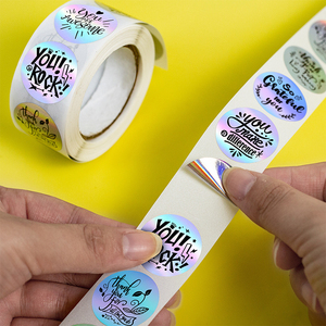 Custom Logo <strong>Label</strong> Sticker Print Adhesive Oil Proof Waterproof Vinyl Paper Thank You Coffee Cup Stickers Roll <strong>Packaging</strong> <strong>Labels</strong> - Product Image 1