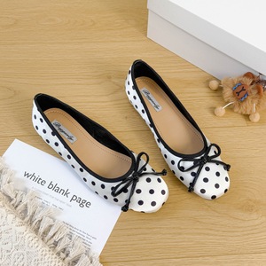 Ballerines plates à plateforme pour femmes, style français, à pois, avec nœud, bout rond, 2026, grandes tailles, escarpins tendance - Product Image 5