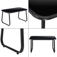 Ensemble de table basse de salon noir 4 meubles de jardin légers à cadre en acier banc pour 2 personnes avec table basse