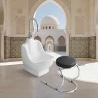 Vasque de salle de bain en céramique sur pied, gain de place, avec siège intégré et robinet long, vente en gros