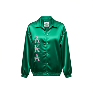 Custom Greek Sorority Alpha | Kapa | Alpha AKA Satin Coach <b>Jacket</b> Button Down Silk <b>Men's</b> <b>Jackets</b> embroidered rain <b>jacket</b> lined - Product Image 1