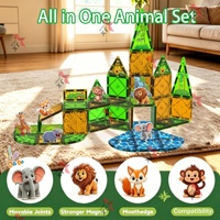 Tendencia 2026, Juego Educativo de Bloques de Construcción Magnéticos 3D con Animales para Niños, STEM Bosque, Baldosas Magnéticas Grandes de 7.5cm