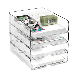 1 pezzo di supporto per organizzatore Desktop impilabile trasparente e vassoio di carta per la conservazione <span class=keywords><strong>da</strong></span> <span class=keywords><strong>scrivania</strong></span> - Product Image 1