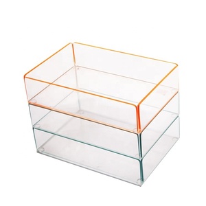 Giá Thấp Lưu Trữ Xếp Chồng Khay Rõ Ràng Acrylic Lưu Trữ Tray Với Cạnh Trong Màu Neon - Product Image 5