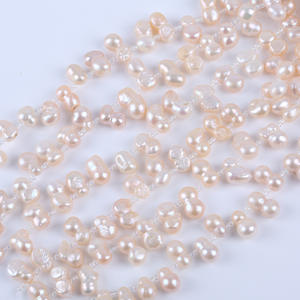 Cadena de Perlas Barrocas en Forma de 8 de 8-11 mm, 28 Agujeros, Tira Corta de 18 cm, Color Rosa Natural, Producto Semiterminado de Agua Dulce - Product Image 3