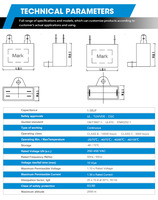 Condensateur de démarrage de moteur AC CBB61 Sh 250-450VAC 1-15UF avec bornes pour climatiseur, condensateur à film mince métallisé