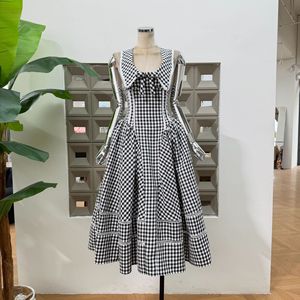 Vente en gros de vêtements de boutique, robe <span class=keywords><strong>rétro</strong></span> à carreaux sans manches, dos nu, taille haute - Product Image 3