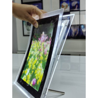Éclairage de table LED rétroéclairé à haute luminosité, cadre rectangulaire en acrylique, mince, alimenté par batterie, sur pied, certifié CE, 3000