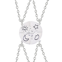 Collier patchwork en acier inoxydable créatif simple mode étoiles lune soleil nuages