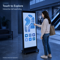 Affichage numérique interactif sur pied avec écran tactile LCD pour la publicité intérieure sur roues