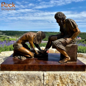 Große Outdoor-Kirche Garten Statue Berühmte Wasch füße Jesus Bronze Skulptur Katholische Lebensgröße Metall Messing Religiöses Gießen - Product Image 2