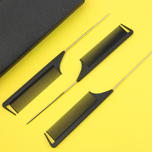 Peine de cola de rata de fibra de carbono con punta de metal de pasador largo seguro para el calor más vendido a la venta - Product Image 1