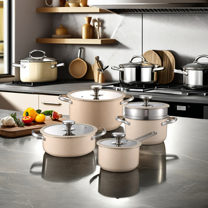 <span class=keywords><strong>Juego</strong></span> <span class=keywords><strong>de</strong></span> <span class=keywords><strong>Ollas</strong></span> y Sartenes Modernas <span class=keywords><strong>de</strong></span> Doble Capa <span class=keywords><strong>de</strong></span> Acero Inoxidable con Revestimiento Cerámico Antiadherente <span class=keywords><strong>para</strong></span> Cocina, <span class=keywords><strong>Ollas</strong></span> <span class=keywords><strong>para</strong></span> Sopa con Tapa <span class=keywords><strong>de</strong></span> Vidrio - Product Image 5