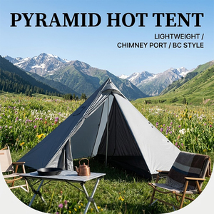 Tente pyramidale ignifuge et imperméable en Oxford, deux chambres, avec cheminée, jupe de tente anti-neige, ventilation enroulable, quatre saisons, été, hiver, OEM - Product Image 2