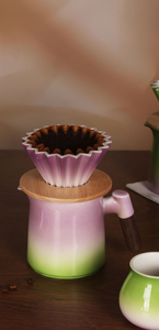 ชุดกาแฟเซรามิก Gradient FruitTone พร้อมดริปเปอร์รูปทรงเค้กโอริกามิ ด้ามจับไม้ และที่เสิร์ฟกาแฟ สำหรับคนรักกาแฟที่บ้าน เหมาะเป็นของขวัญ - Product Image 5