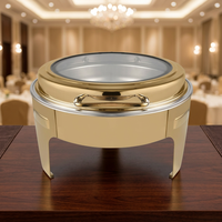 Plat de service de luxe en acier inoxydable de qualité hôtelière, capacité 5L, compatible gaz, passe au lave-vaisselle, design doré, grand format