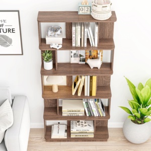Étagère à livres moderne en MDF brun foncé à 5 niveaux, étagère de rangement ouverte à combinaison libre pour une utilisation intérieure - Product Image 3
