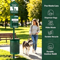Station commerciale pour déchets canins avec pédale, poubelle extérieure pour excréments d'animaux de 11,5 gallons, distributeur de sacs verrouillable pour parcs et HOAs