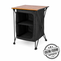 Table de camping pliable en aluminium avec armoire de rangement en tissu Oxford, organisateur de cuisine portable, utilitaire pour pique-nique, barbecue et voyage en extérieur