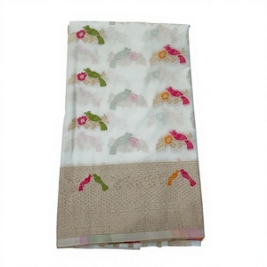 Sari Tradicional Indio de Georgette Khadi para Mujer, Estilo Honey Lace, Ligero, Cómodo y Elegante, Ideal para Fiestas, Diwali, Fácil de Usar - Product Image 1