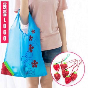 Sac de courses pliable réutilisable créatif en forme de fraise, sac fourre-tout portable en forme de fruit - Product Image 3
