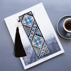 New 5D Diamond Painting Special Shaped Bookmark Diamond Art Embroidery Cross Stitch Leather Tassel Book Marks Gift