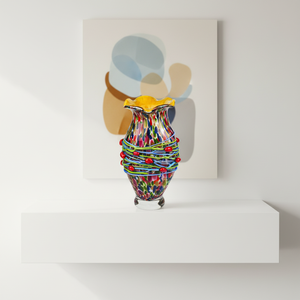 Vaso in Vetro Artistico Soffiato a Mano con Motivo a Coriandoli: Ideale per Composizioni Floreali o Decorazioni d'Impatto - Product Image 3