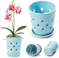 Pot à orchidées en céramique Yisheng avec trous et soucoupe pour l'aération et le drainage, pots à succulentes en porcelaine personnalisés en usine