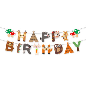 Personalizable <span class=keywords><strong>zorro</strong></span> y mapache cumpleaños bandera colgante flor Decoración Para Fiesta infantil al por mayor decoraciones de fiesta personalizadas - Product Image 2