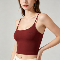 Camiseta sin mangas de yoga para mujer con diseño de espalda hueca y tirantes dobles, ideal para correr al aire libre y fitness
