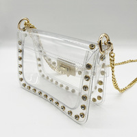 Meilleure vente Sac à main mode transparent avec strass riveté transparent approuvé par le stade Sacs à bandoulière femmes Sacs à main pour événement