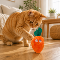 Jouet en peluche pour chat en forme de carotte avec couineur, 15 cm, visage brodé mignon, jouet interactif à mâcher pour chatons, vente en gros OEM