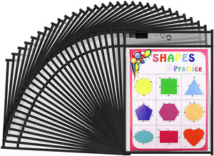 Pochettes écologiques réutilisables A4 pour documents, compatibles marqueur effaçable à sec, couleurs assorties, pour classe, étudiants, dossiers et portefeuilles - Product Image 3