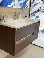 Ensemble de meubles de salle de bain double vasque style ferme moderne avec armoire à pharmacie murale flottante à LED et lavabo en céramique
