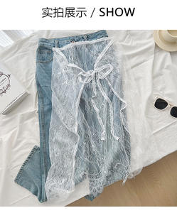 Jupe en dentelle superposée à taille haute unique, style streetwear, transparente, à nouer, style Y2k, jupe enveloppante pour fille - Product Image 6